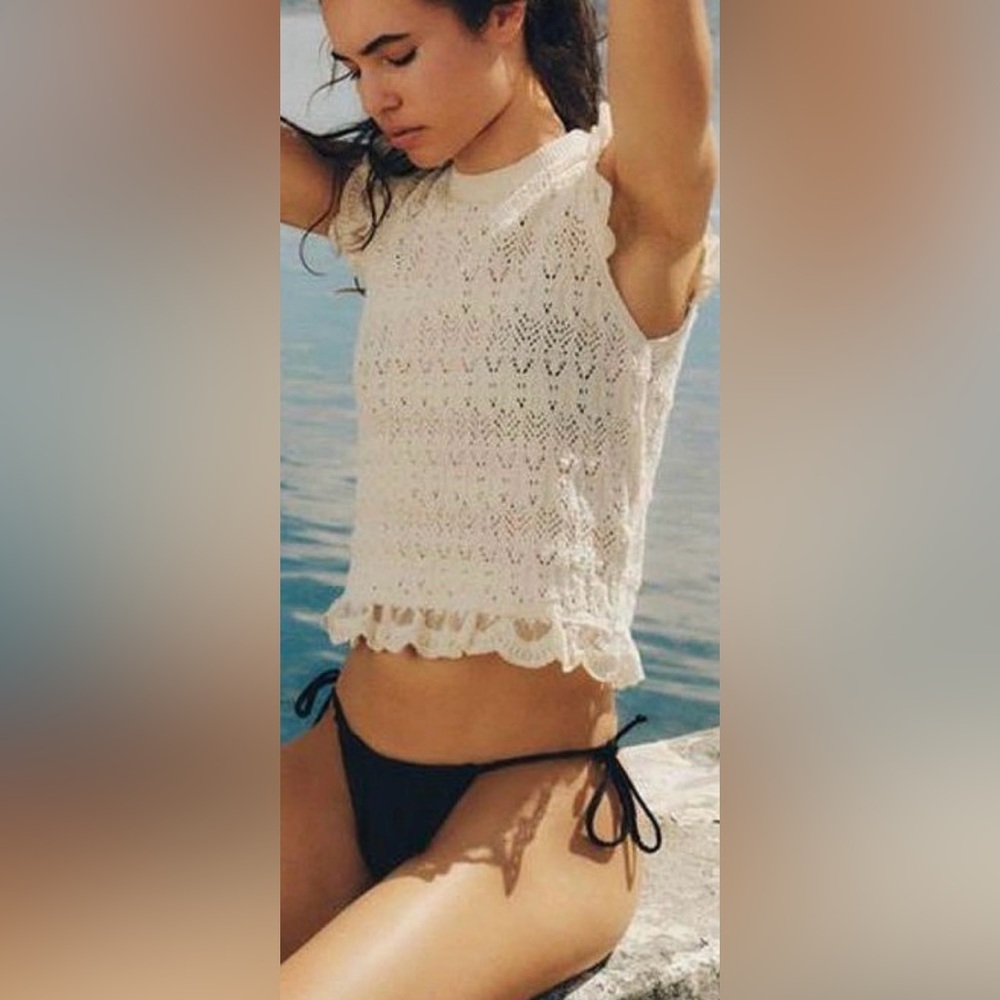Zara Cream Crochet Knit Top